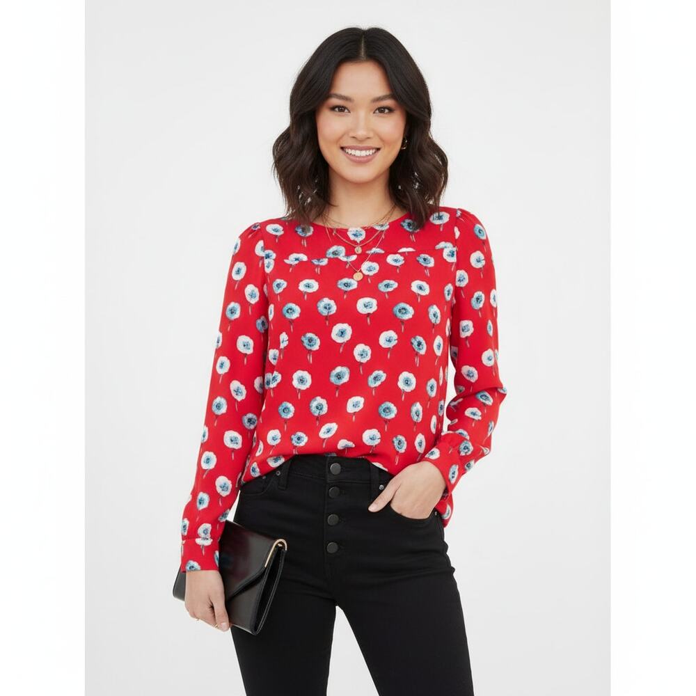 J. Crew Longfellow Boat Neck Floral Blouse